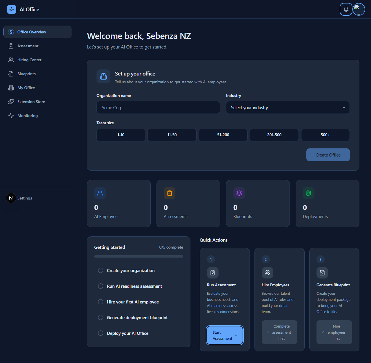 incub8ai command center dashboard